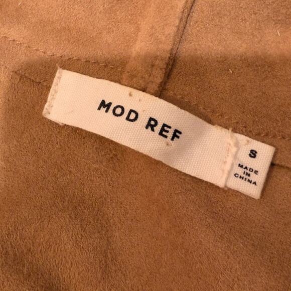 MOD REF Faux Suede Jacket Size Small Drape Moto Jacket Asymmetric Cropped - Picture 4 of 6